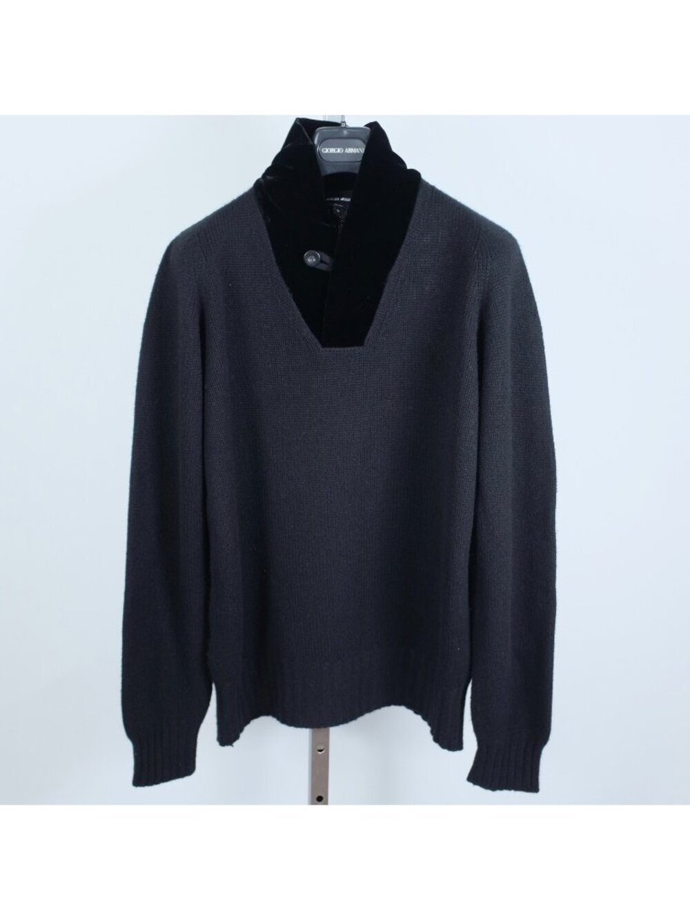 Giorgio Armani Black Label sweater 54 US 44 100% cashmere velvet high collar